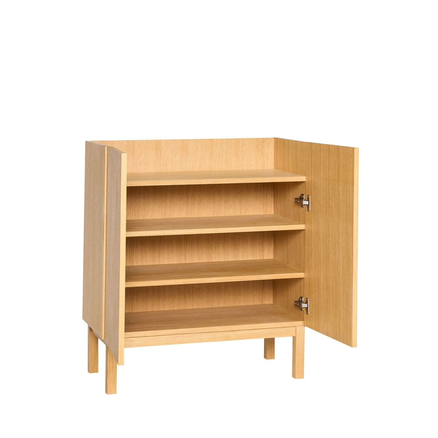 Hübsch Ark Skab 80x40xH90 cm – FSC-certificeret egetræ med åben og skjult opbevaring