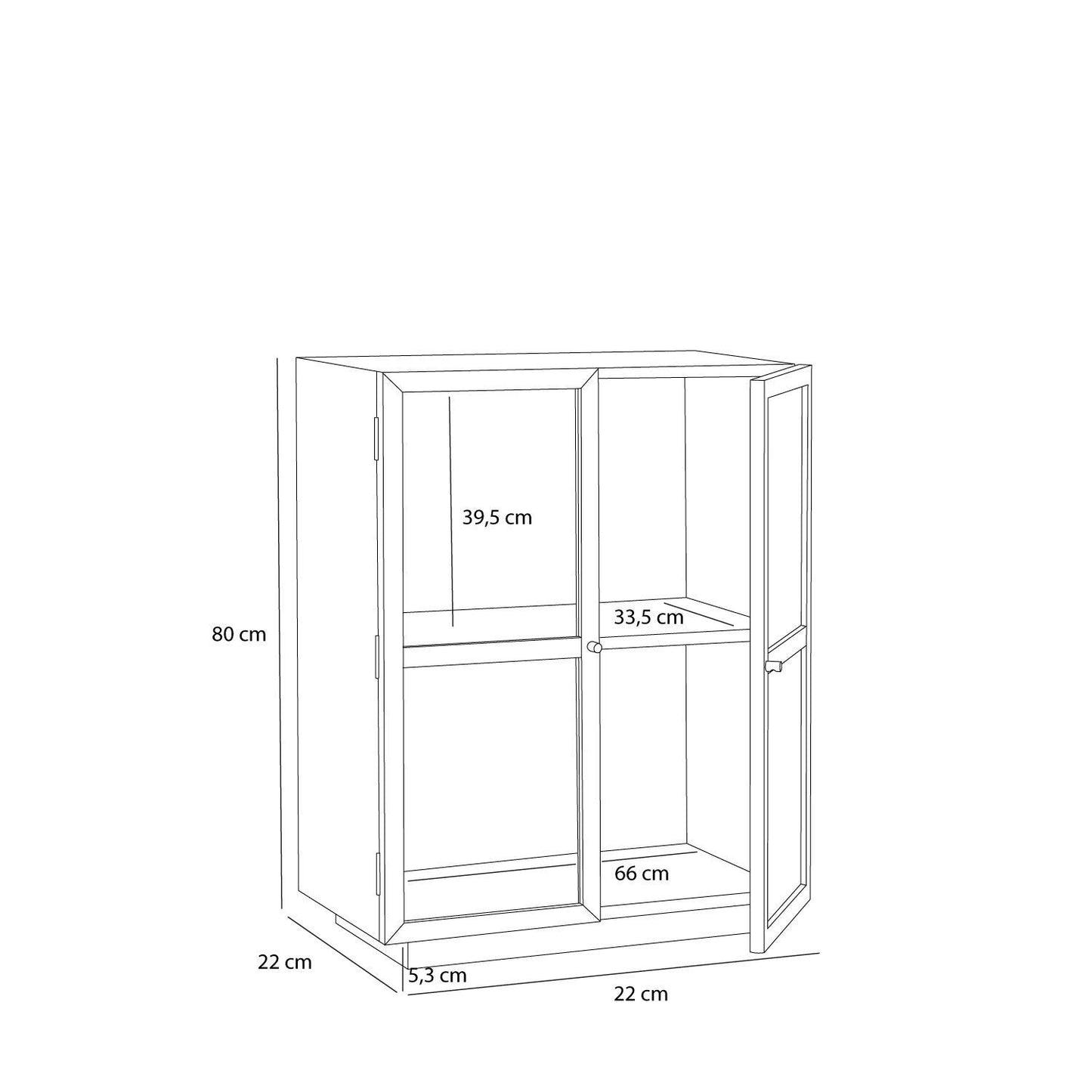 Hübsch Mae Skab 70x39xH90 cm – FSC-certificeret egetræ med glasdøre