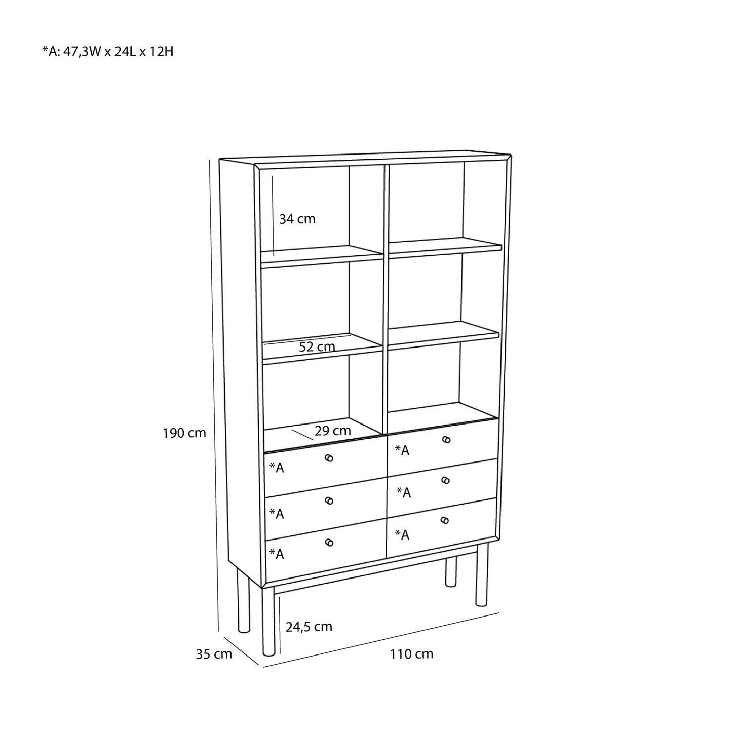 Hübsch Read Skab 110x35xH190 cm – FSC-certificeret egetræ med opbevaring