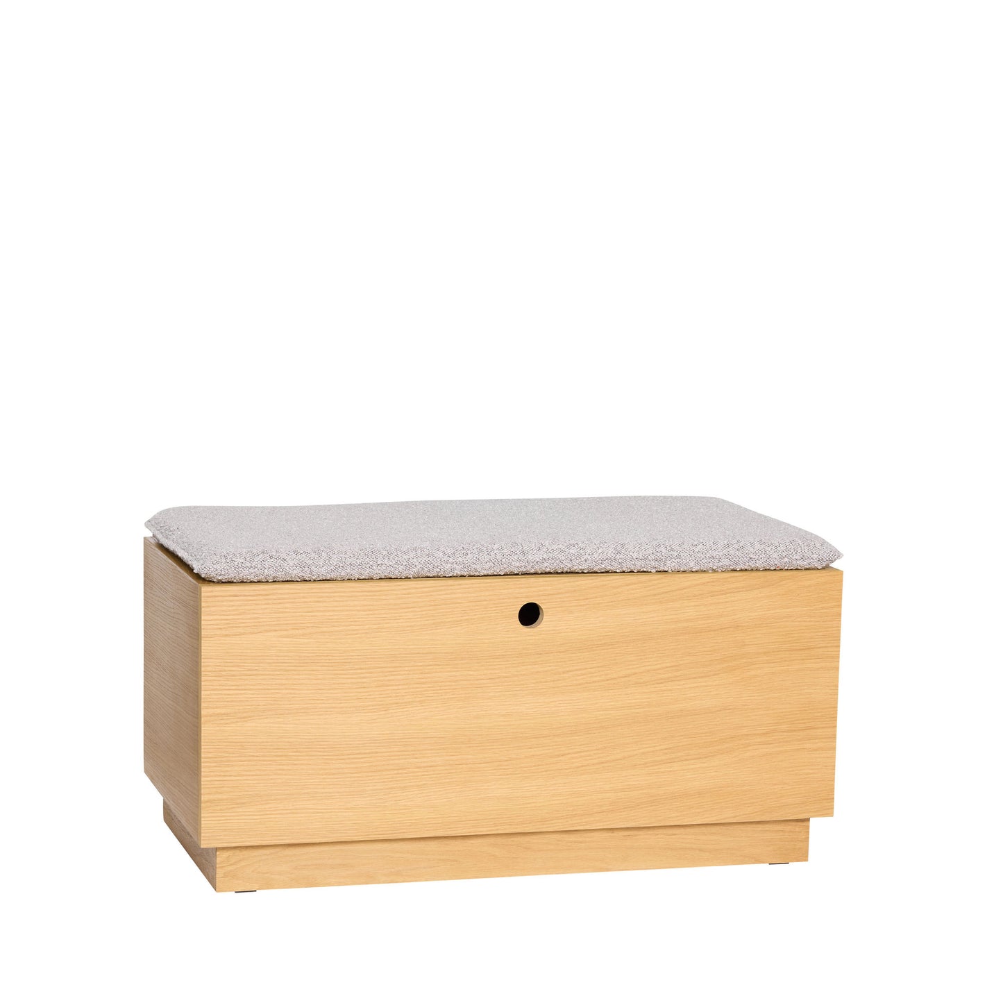 Hübsch Alcove Bænk i Egetræ og Lysegrå – FSC-certificeret Bænk med Opbevaring (90 x 47 x H45 cm)
