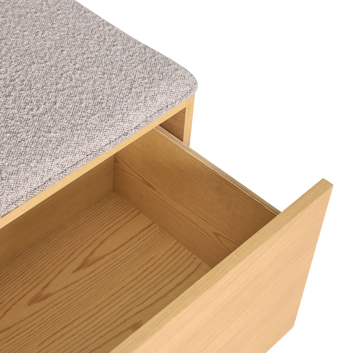 Hübsch Alcove Bænk i Egetræ og Lysegrå – FSC-certificeret Bænk med Opbevaring (90 x 47 x H45 cm)