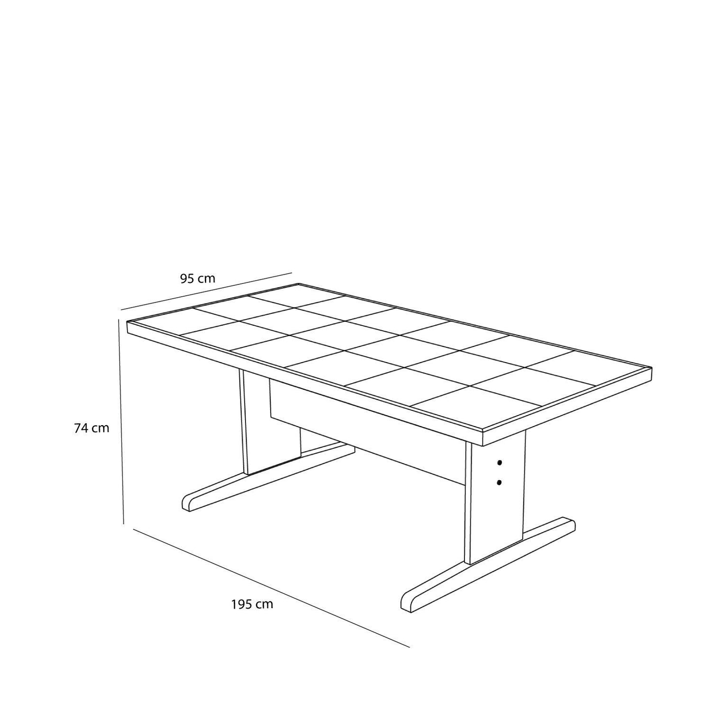 Hübsch Skak spisebord 195x95xH74 cm – FSC-certificeret egetræ med skakbræt-finer