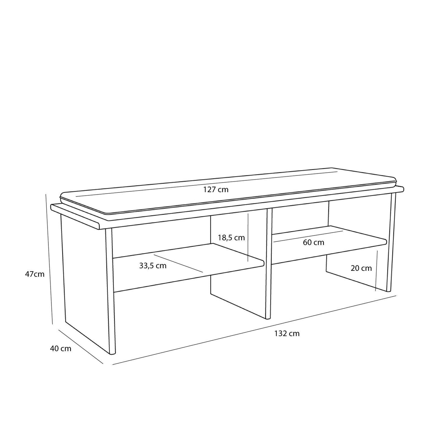Hübsch Layer bænk med polstring 132x40xH47 cm i egetræ – FSC-certificeret entrébænk i lysegrå