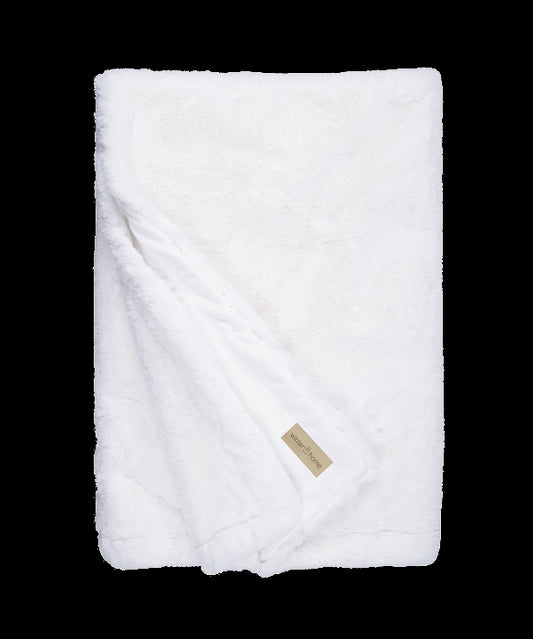 Faux Fur Plaid - Guanaco White 140x200 cm