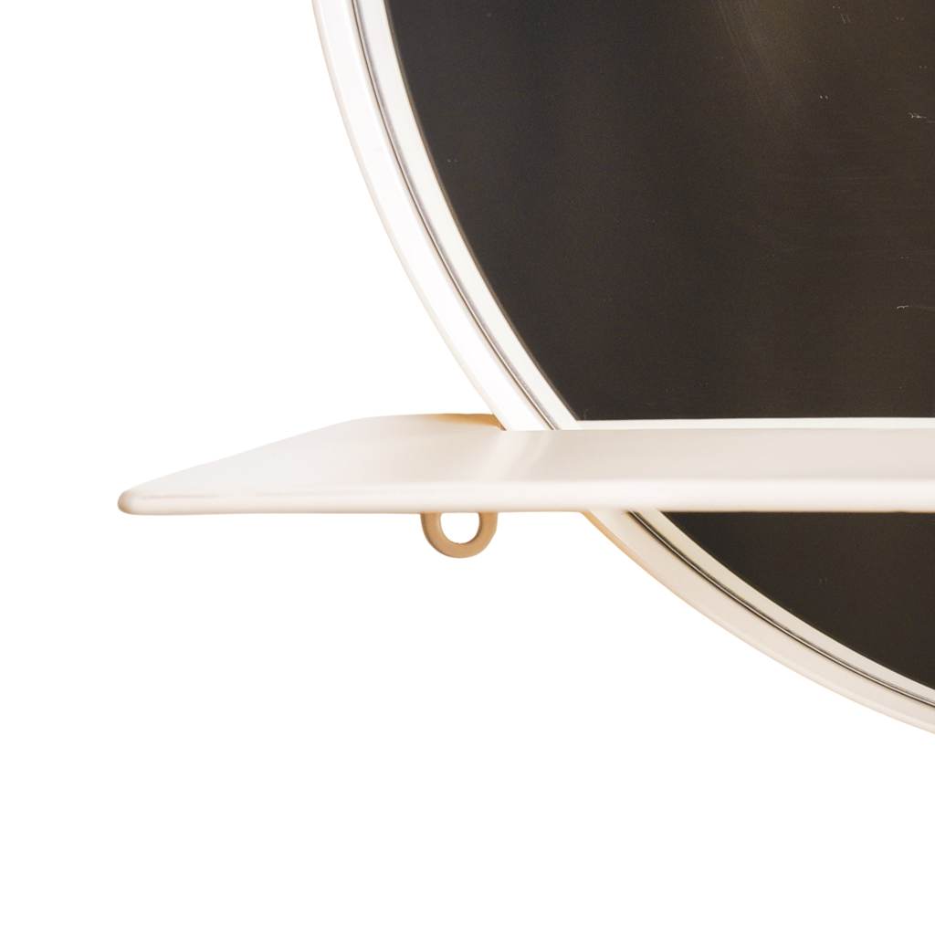 Spejl - Rund - Metal - Med Hylde - Sand- Ø40cm